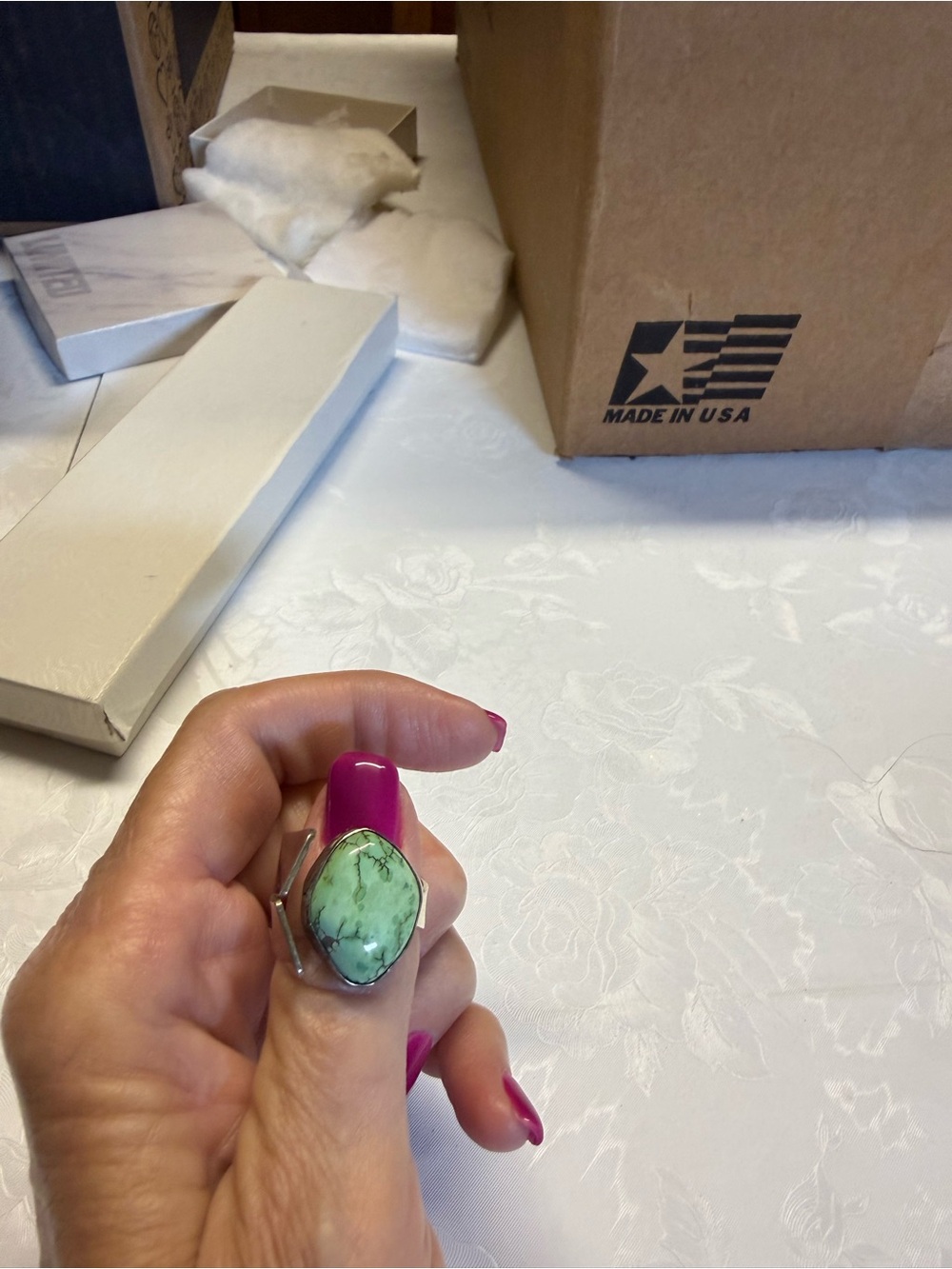 Size 9 Green Turquoise Sterling Silver Ring